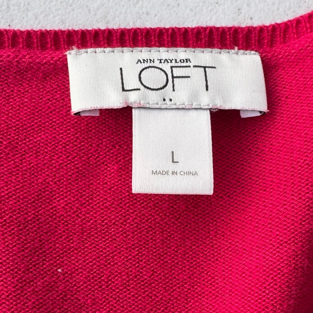 LOFT Raspberry Pink Ruffle Trim Cardigan - Soft & Chic! - Picture 2 of 3